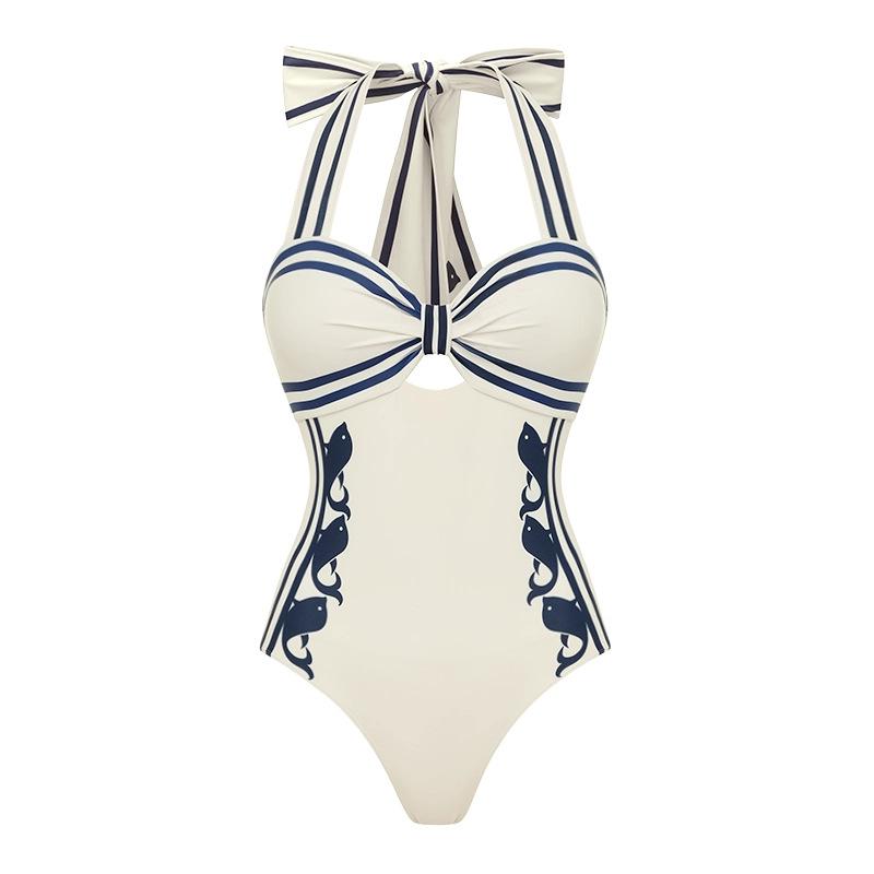 1011 Europäischer und amerikanischer Bikini neues Marineblau Hals hoher Bund geteilt Badeanzug Anzug weiblich Explosion 11198