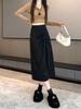 2025 Early Autumn Women’s High-Waist A-Line Midi Skirt with Slit