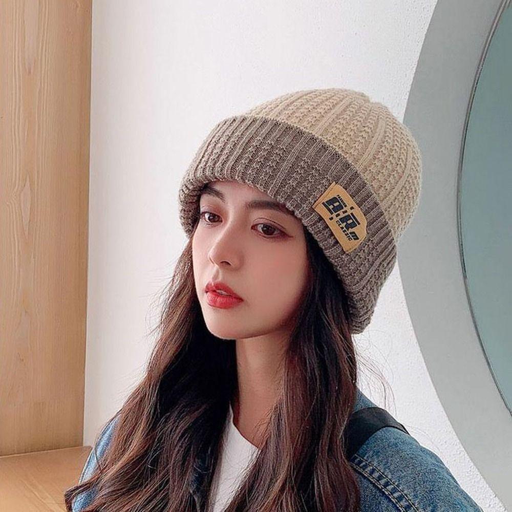 Crochet Knitted Beanie Solid Color Knitted Stacking Hat Harajuku Winter Cold Hat  Autumn