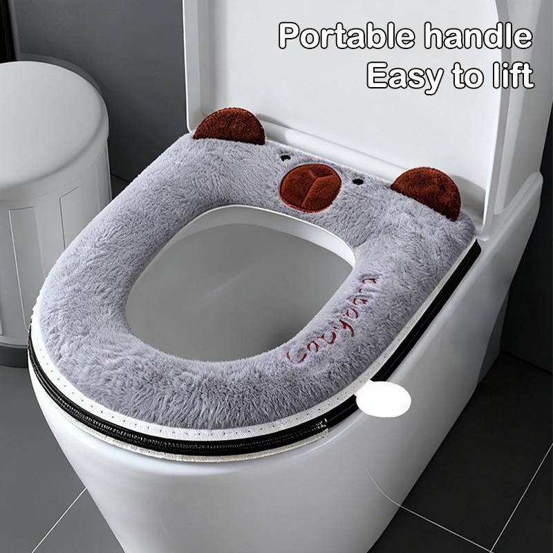 1Pcs Thickened Zipper Cartoon Toilet Mat New Cute Toilet Cover Plus Velvet Toilet Seat Cover To Protect Pregnant Women Confin