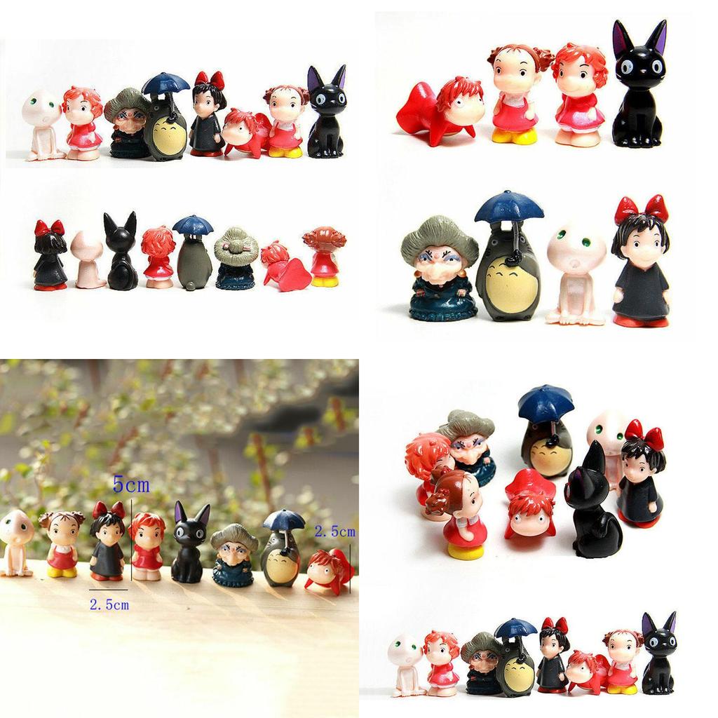 Premium Quality 8pc Set Totoro Ponyo On The Cliff Cute Mini Action Figures For Kids