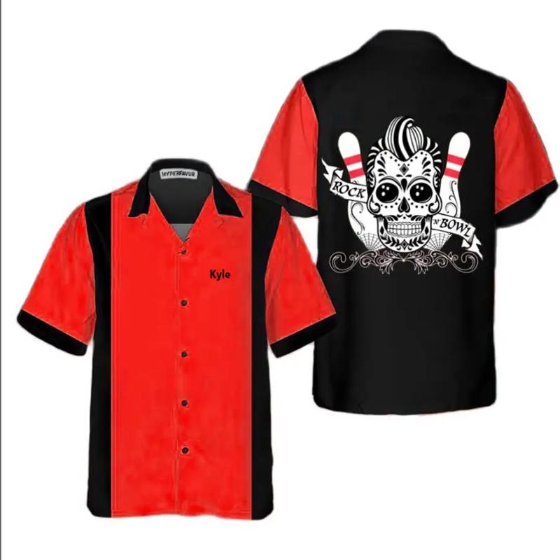 Nuova Camicia da Uomo con Stampa 3D Motivo Bowling Vintage Classica Camicia Street Oversize Uomo Donna Abbigliamento Blusa