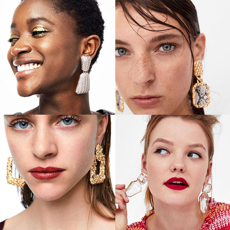 Exaggerated Dangle Earrings for Women Punk Personality Big Square Pendants Drop Earrings Heavy Ear Jewelry pendientes