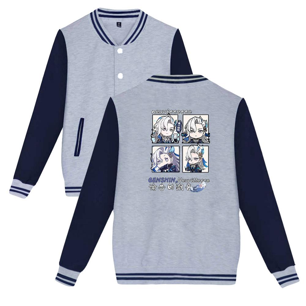 Unisex Fashion Genshin Impact Printed Baseball Sweatshirt Women Men Outdoor Sport Jackets