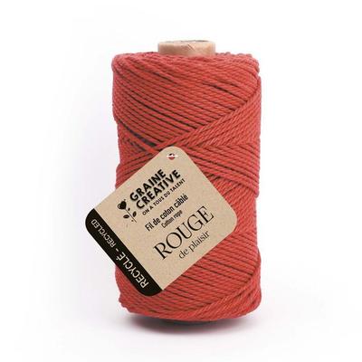 Recycled Cabled Cotton Red 100 M X 2 Mm