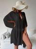 Women's Cotton Shirt Loose Beach Cardigan Holiday Sunscreen Bikini Cover Up Swimsuit Outer Cardigan