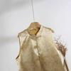 Spring and summer new temperament woven gold jacquard vest retro zen simple stand-up collar disc buckle women's vest