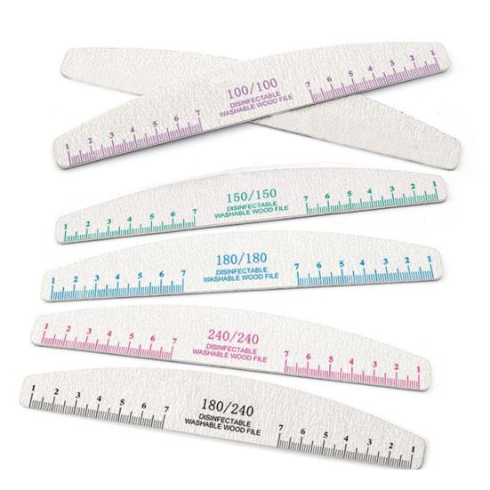 5Pcs Wooden Nail Files Bright Color Reusable Smooth Edge Clear Scale Multipurpose Trim Nails Lightweight Scale Ruler Half