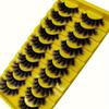 10 Pairs Fluffy 3D Russian Strip False Eyelashes - Thick, Messy, Beginner-Friendly Fake Lashes In Black, C/D Curl, Various Lengths (10-18mm)