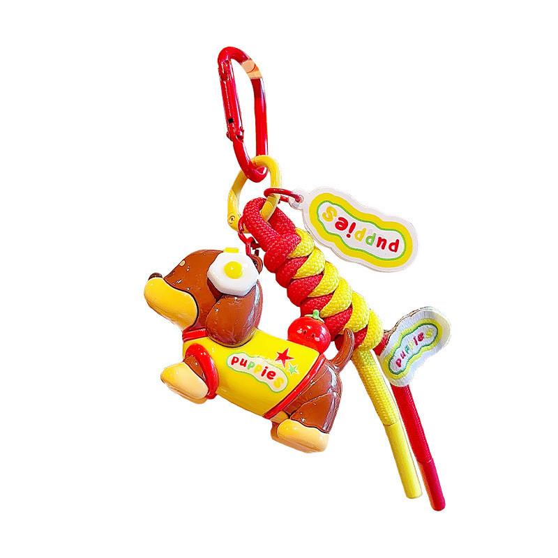 

Pepper Tomato Green Dachshund Dog Braiding Rope Resin Keychain For Pendant Car Tomato Sausage Dog