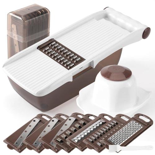 OAKWILL [Supervised by Professional Chefs] Slicer, Julienne, Vegetable Slicer, Slicer, Julienne, Set, Multi-Function Grater (Brown)