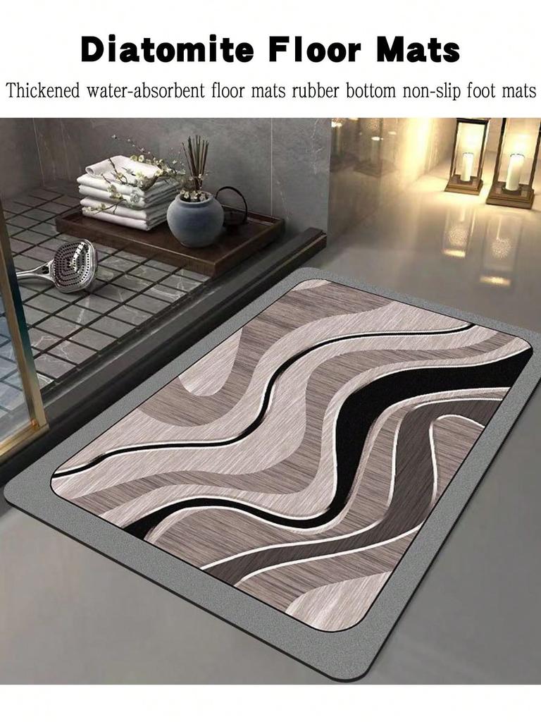 Diatomite Floor Mat  Absorbent Rubber Non-Slip Foot Mat Light Bathroom Doorway Dirt-Resistant Quick-Drying Entry Door