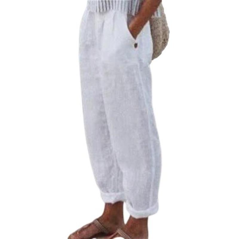 Fashion Popular Harem Pants Solid Color Pockets Summer Elastic Waist Straight Leg Sweatpants Streetwear