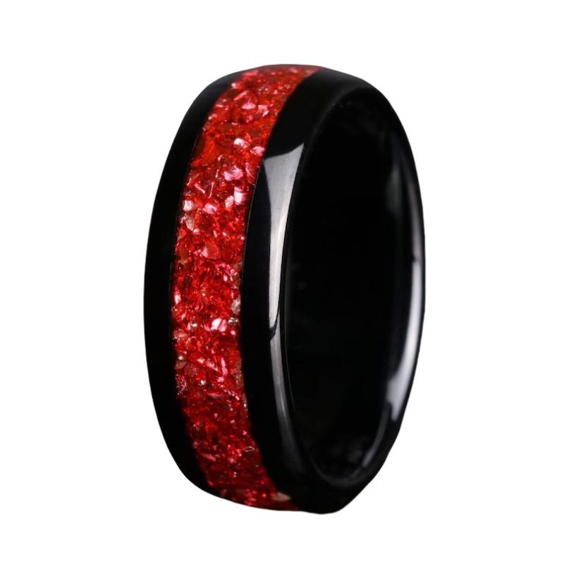 8MM Fashion Men Titanium Wedding Rings Green Shell Inlay Stainless Steel Rings For Men Engagement Wedding Band Anniversary Gifts