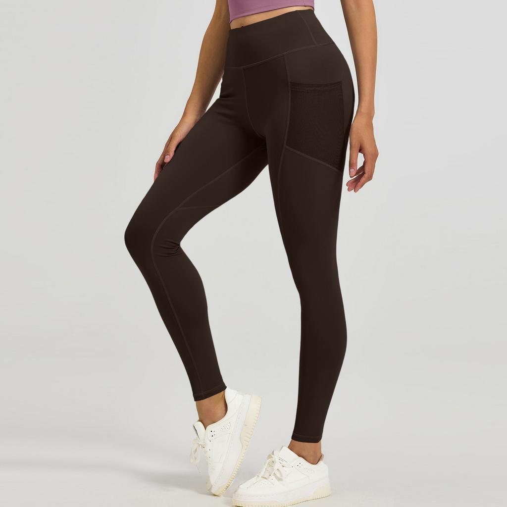 Women's Fashion Tight Hip High Waist Mesh Side Pocket Running Sports Fitness Pants