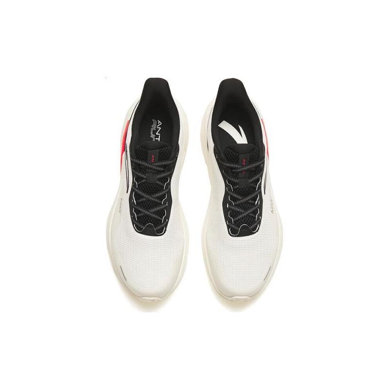 Anta DuCi4 Mesh Cushioned Slip-Resistant Low-Top Running Shoes Men's White Black Red Sneakers 112315520-2