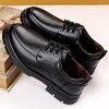 Middle-aged men's casual leather shoes autumn and winter leather breathable lace-up velvet warm men's leather shoes