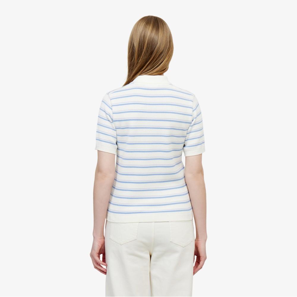 Lacoste Women's Striped Sweater Polo Shirt PF710E-56GAEY