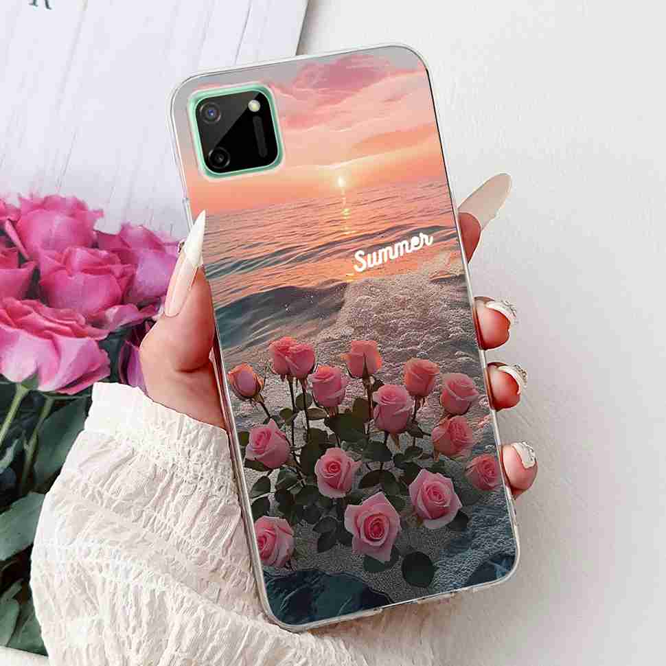 For Oppo Realme C11 6.5" Case Colorful Butterfly Soft Silicone TPU Cover For Realme c11 C11 RMX2185 Fashion Flower Phone Cases