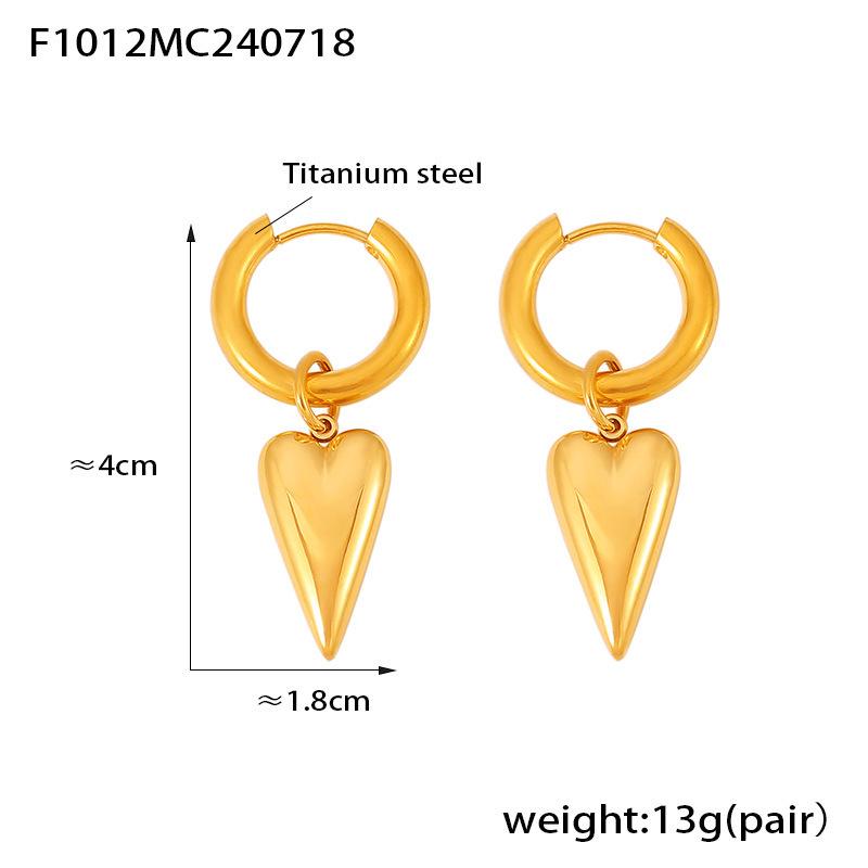 Heart Buckle Earrings: Retro 18k Gold-Plated Titanium Steel Design for Women