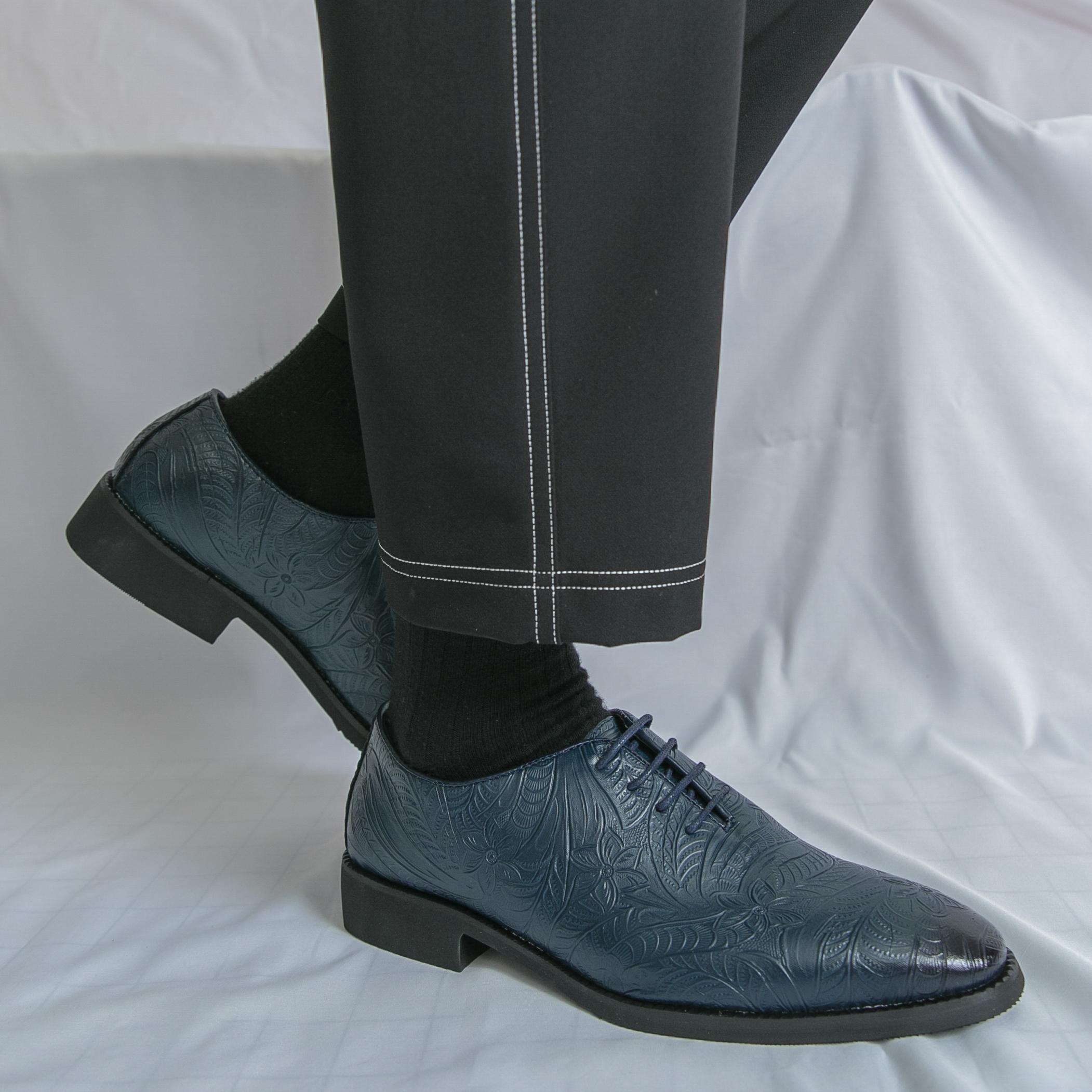 

Men Derbys Oxford Blue Black Embossing Leather Formal Business Shoes Men s Tuxedo Wedding Dance Shoes Plus Size EU:46