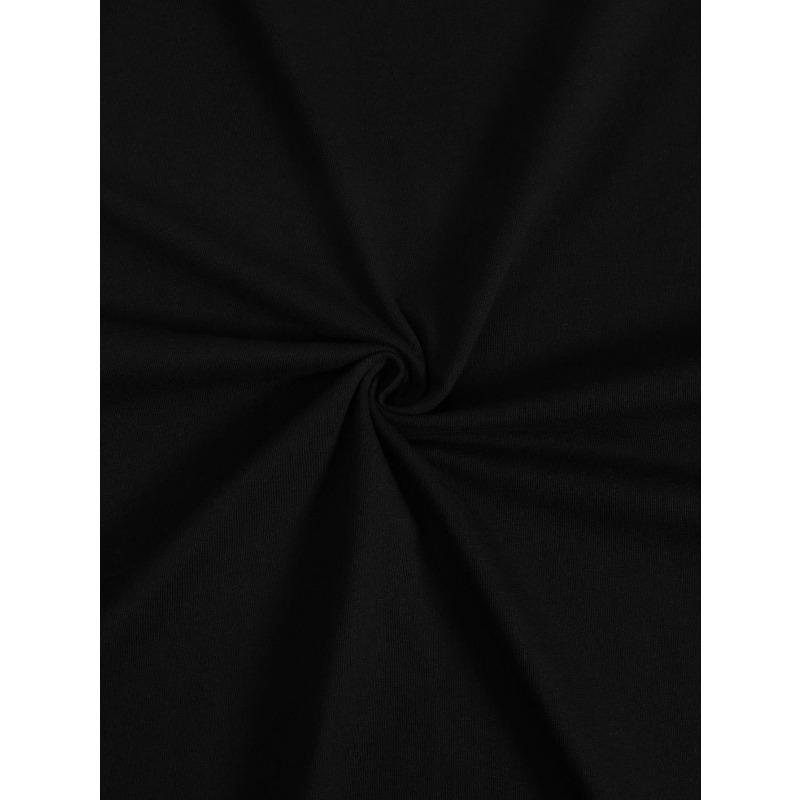 European Sizes Plus Size, Big & Tall T-shirt, with Black Cat On White Skull with Red Outline Print