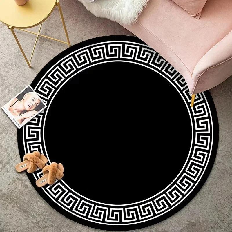 Chinese Classic Round Carpet Non Slip Floor Mat for Living Room Bedroom Kitchen Decor Home Sofa Coffee Table Area Decor Rugs