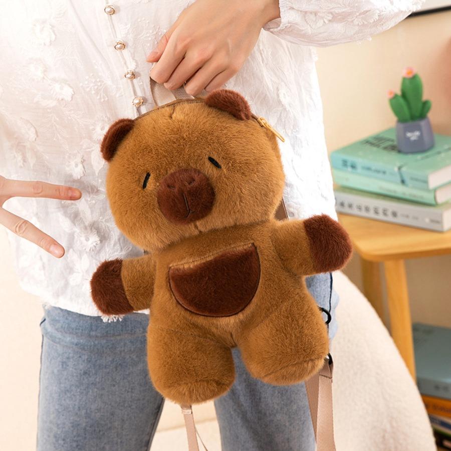 Kids Capybara Doll Plush Backpack Kawaii Animal Plushie Toy Fur Bag Children's Schoolbag Mini Knapsack Bags Gifts for Girlfriend