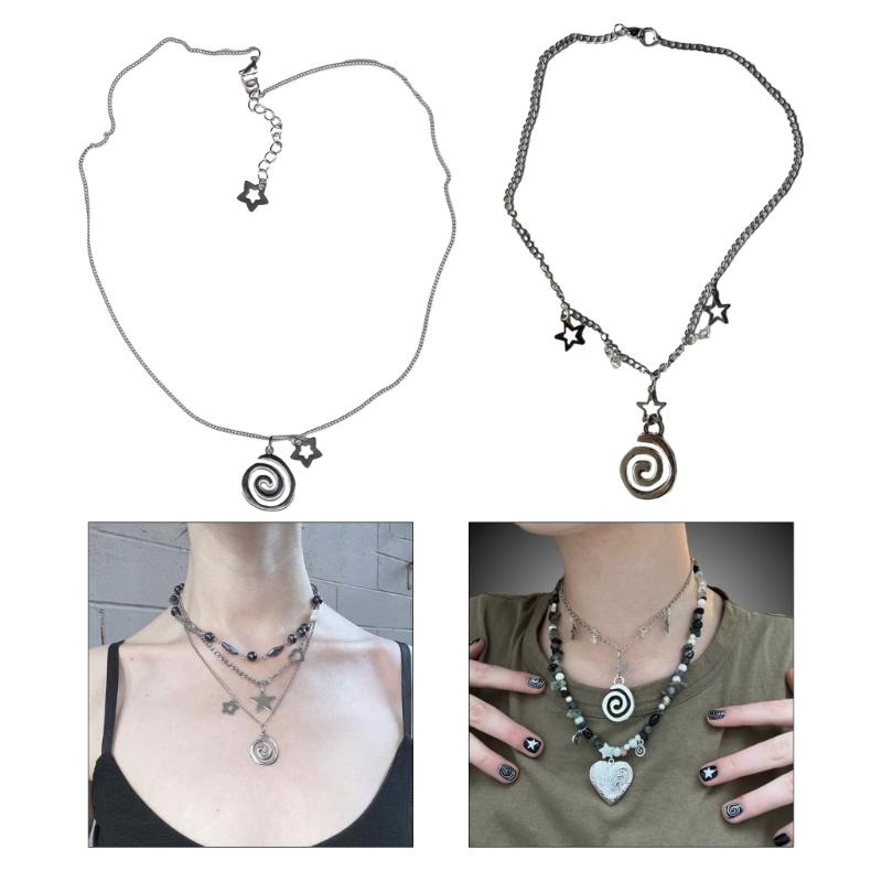 Mode Vortex Stern Anhänger Halskette Einfache Y2K Choker Halskette Süße Coole Schlüsselbeinkette Sommer Schmuck