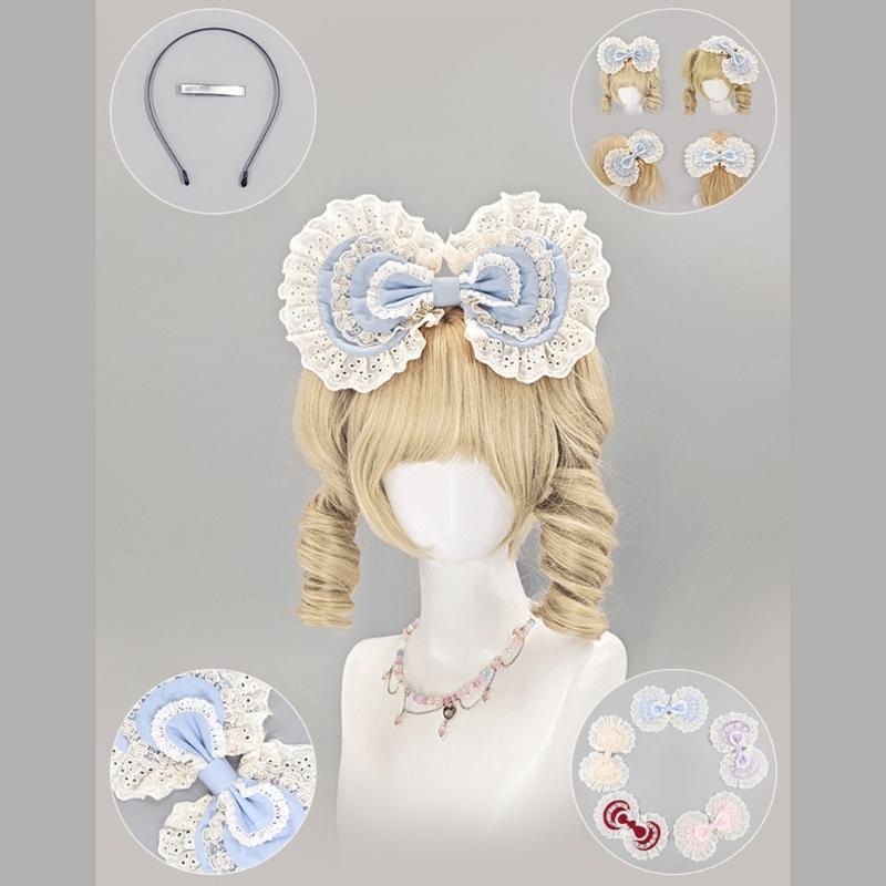 Lace Bows Headbands Party Hair Accesory For Women Elegant Design Suitable For Parties And Cosplay Event