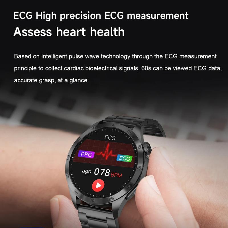 2025 New Micro Physical Examination Blood Lipids Uric Acid Blood Pressure Smart Watch ECG+PPG Clock Bluetooth Call Smartwatch Men