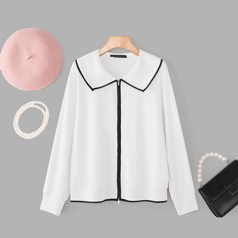 

ZANZEA Женская повседневная блузка с отложным воротником, длинным рукавом и молнией M белый