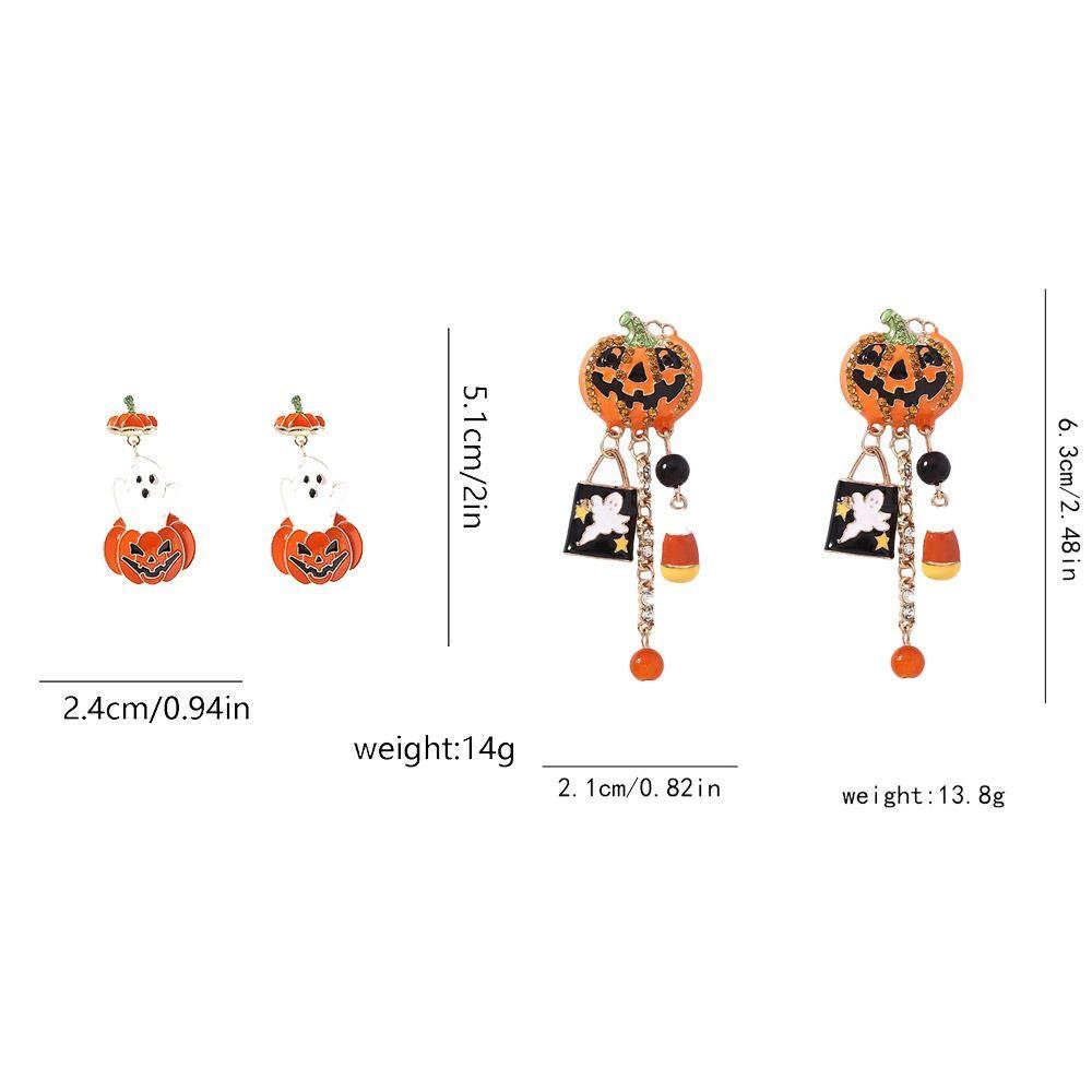Dripping Oil Collarbone Chain Personality Vintage Earring Cute Pumpkin Ghost Necklace Autumn