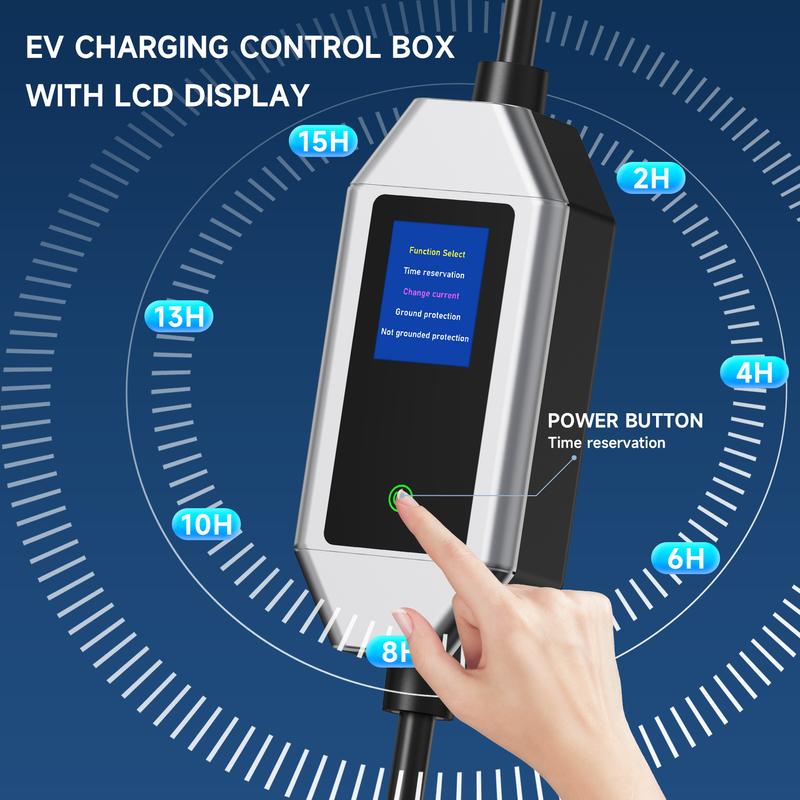 Portable EV Charger 7KW Fast Charging Cable Type2 IEC62196-2 32A with CEE Plug Type1 J1772 WiFi APP Bluetooth Remote Control