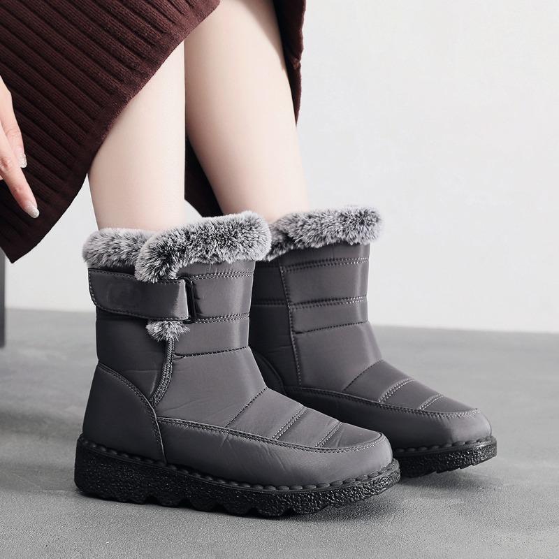 2025 New Arrival Cotton-Lined High-Top Insulated Women's Snow Boots with Velcro Closure Waterproof Women's Boots for Casual Wear