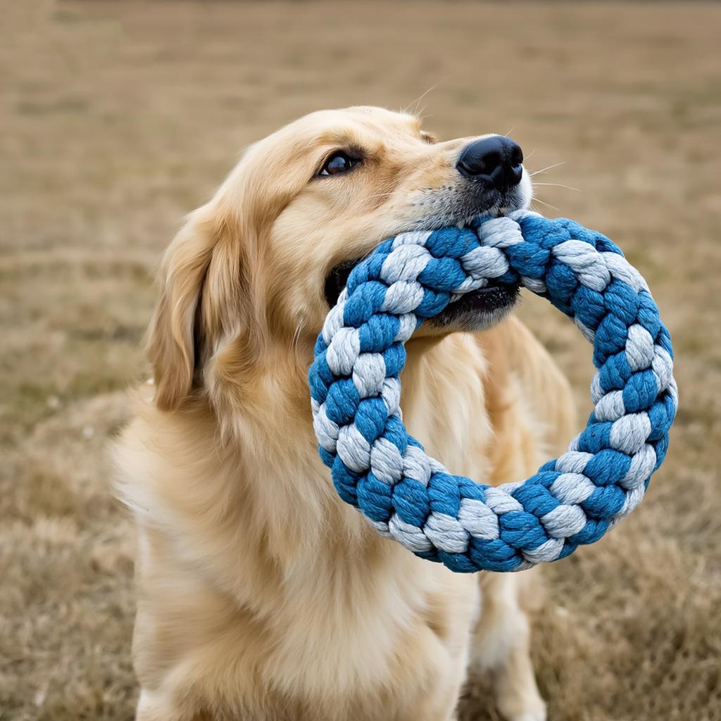 Dog Cotton Rope Toy Chew Teeth Cleaning Bite Knot Ball Interactive Toys For Small Medium Puppy Golden Retriever Border Collie