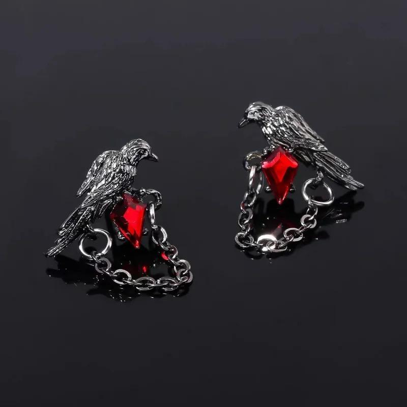 1Pcs Puncture Gothic Thorn Rose Crow Earring for Girl Punk Jewelry Goth Stud Earrings Puncture Halloween Party Accessories 2026