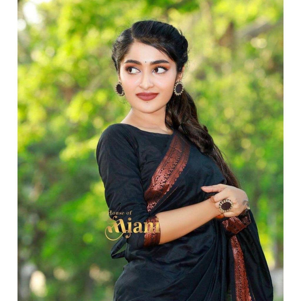 Silk Saree from the ALMAARI Store Is Adorned with Beautiful Zari Work In Form of Traditional Motifs.