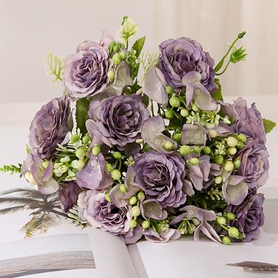 2 Bouquets of Artificial Cemetery Flowers and 2 Pieces of Cemetery Ground Flower Baskets,30 Heads of Peony and Hydrangea Mixed