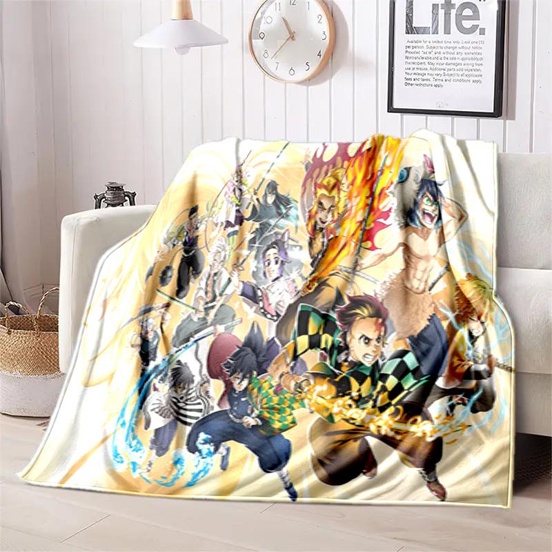 Japanese manga artist Koyoharu Gotouge's Demon Slayer blanket Soft and portable four season home bed, office travel, lunch break, warm blanket K24