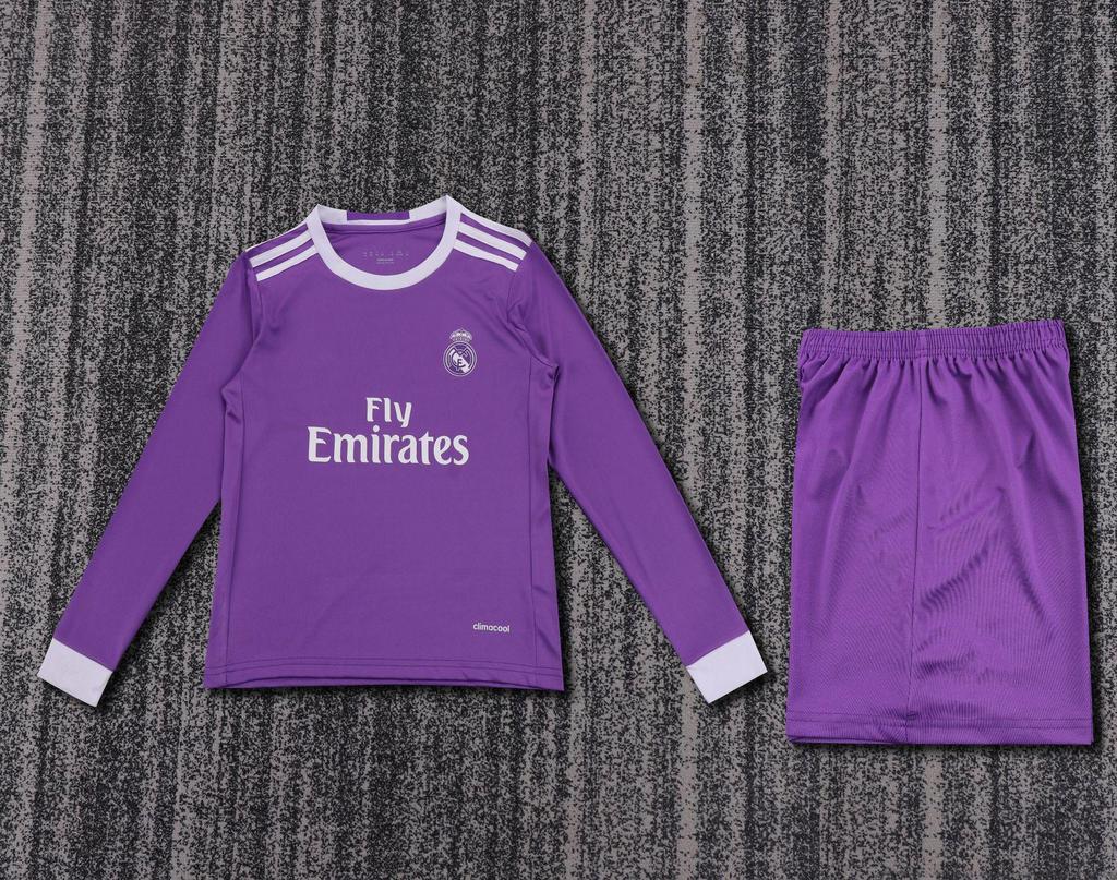 Kinder Vintage Langarm Fußballtrikot: Brasilien, Manchester United, Real Madrid & Barcelona Designs