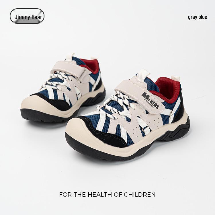 

Jimi Bear 2025 Autumn Breathable Colorblock Children s Sports Shoes - Soft Sole for Boys & Girls Size 34 серый/синий