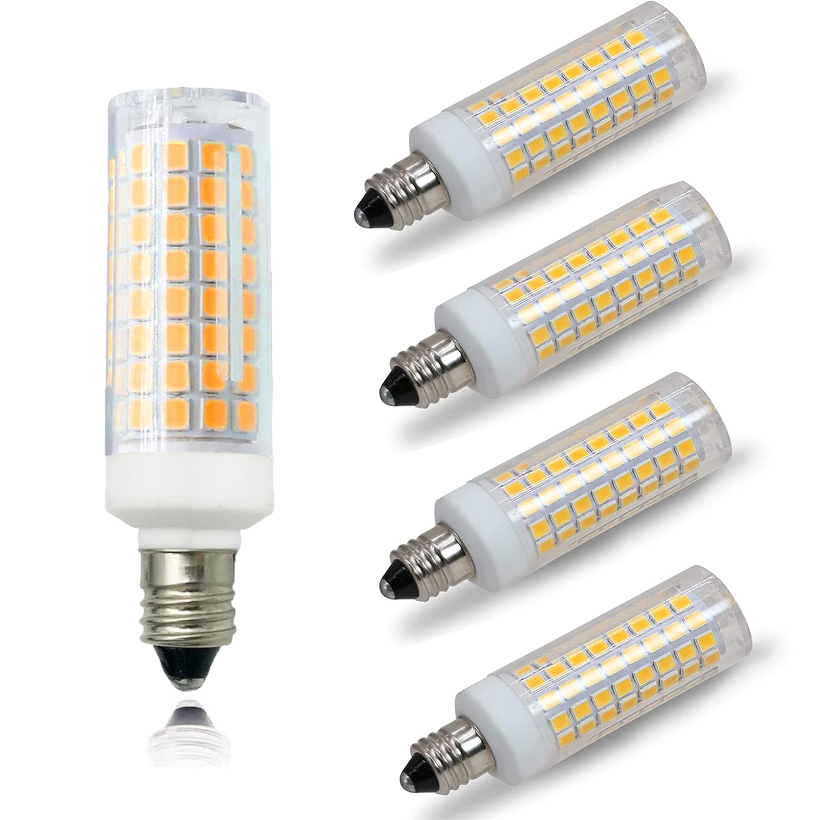 

Pack of 5 E11 LED Bulbs, 7W, E11 Base, 100V, 730LM, Dimmable, Equivalent to 70W-75W Halogen Lamps, Energy-Saving, High Brightness, Warm White