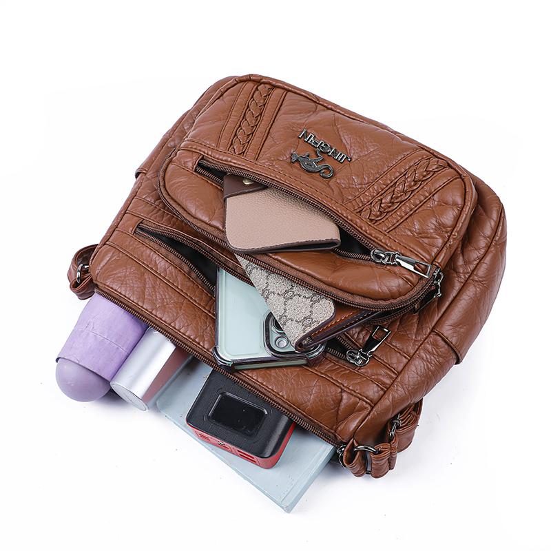 Dameveske i mykt skinn Middelaldrende morsveske Enkel skulder Crossbody-veske