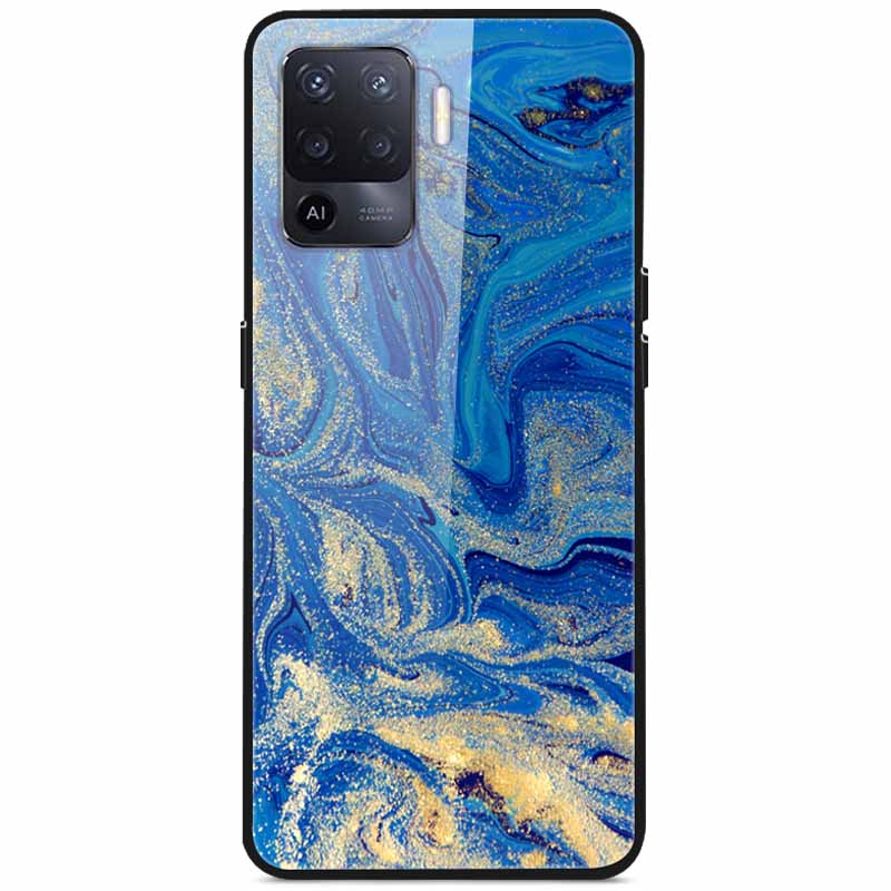 Tempered Glass Case For Oppo Reno5 Lite Hard Back Cover for Oppo Reno 5 Lite Luxury Painted Reno5Lite Funda 6.43'' Shockproof