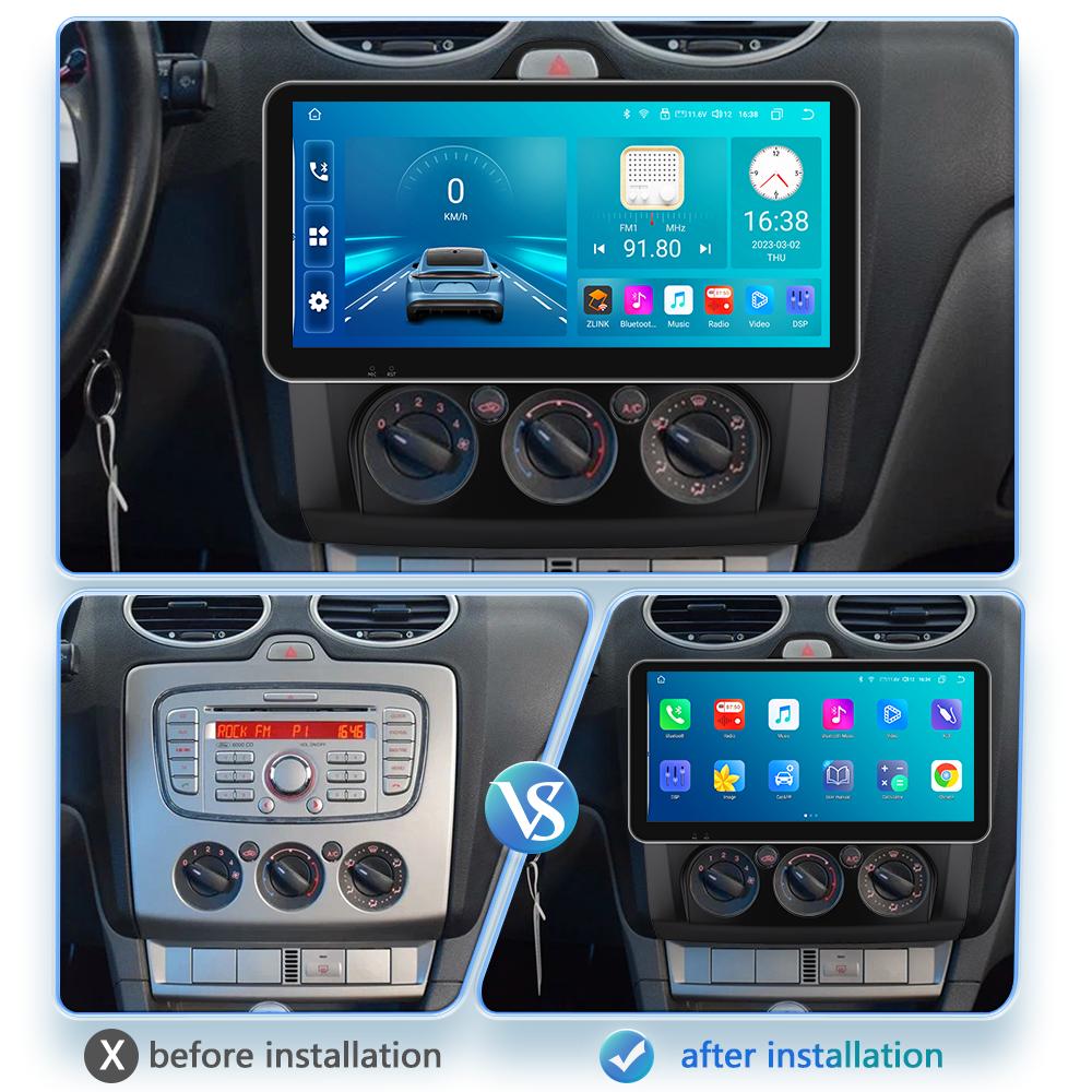 Radio samochodowe 9 "2 Din 4G-LTE WiFi dla Ford Focus Exi MT 2 3 Mk2 Mk3 2004-2011 odtwarzacz multimedialny Android 12 nawigacja GPS inteligentny ekran jednostka główna