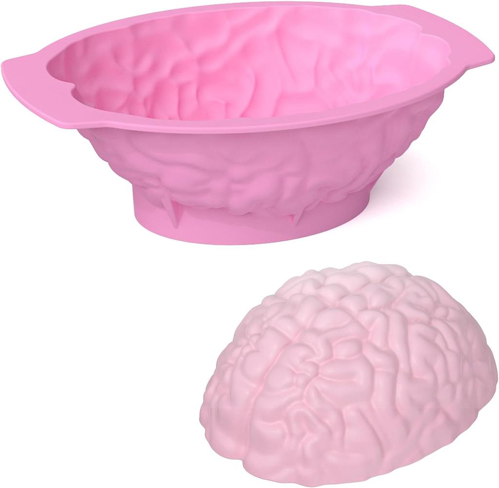 Silicone Heart Mold Human Brain Cake Mold Large Volume with Support Base Thicken Organs Mould Halloween Candy Chocolate Pudding