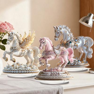 Acrylic Horse Ornament 2D Flat Horse Tabletop Decoration Collectible Colorful Horse Centerpiece for Year of The Horse New Year Living Room Bedroom