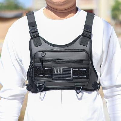 Bolsa de Peito Esportiva Hip Hop Streetwear Grande Capacidade Esportiva Casual Tática Colete Bolsa para Homens Mulheres Mochila Frontal no Peito Bolsa de Peito