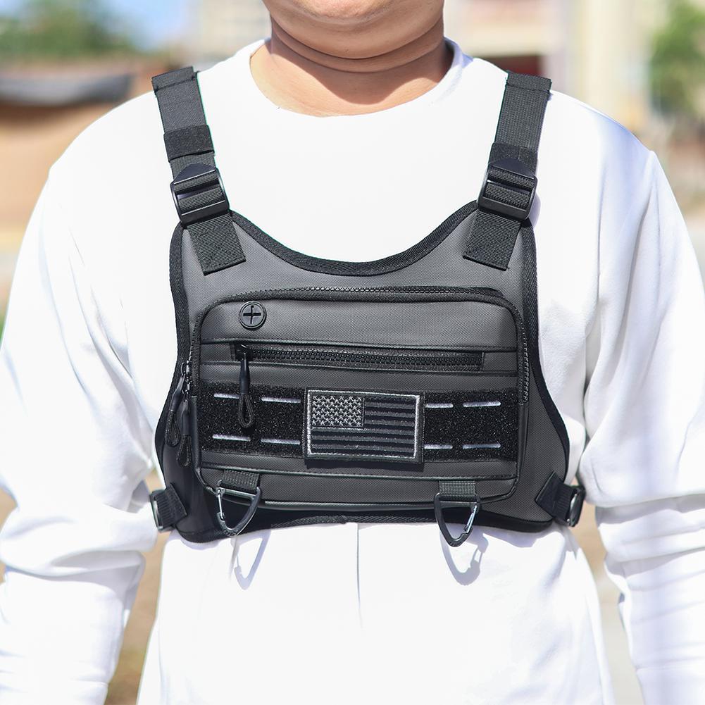 Tactical Chest Bag Unisex Running Vest Bag with Adjustable Straps Lightweight Front Vest Bag Large Capacity Outdoor Climbing Bag